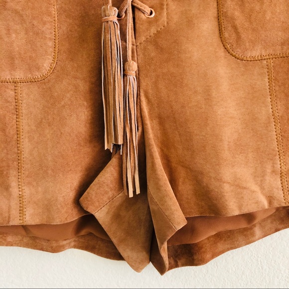 INTERMIX Boho Brown Suede Shorts Size L - Picture 6 of 8